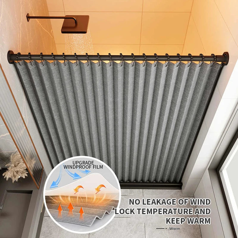Fashionable Foldable Double-Sided Magnetic Shower Curtain Thick Fabric Home Decor Shower Partition Curtain for Bathroom Decor