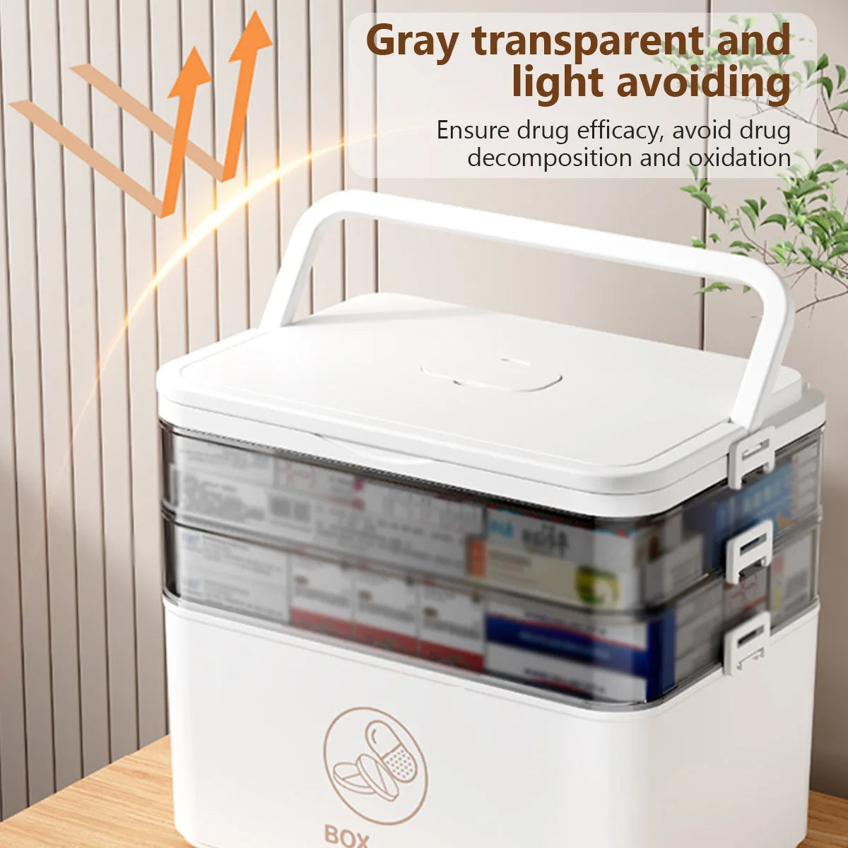 Household Large Capacity Medicine Box Portable First Aid Medical Kit Emergency Medicine Chest with Multi-layer Drug Storage Case