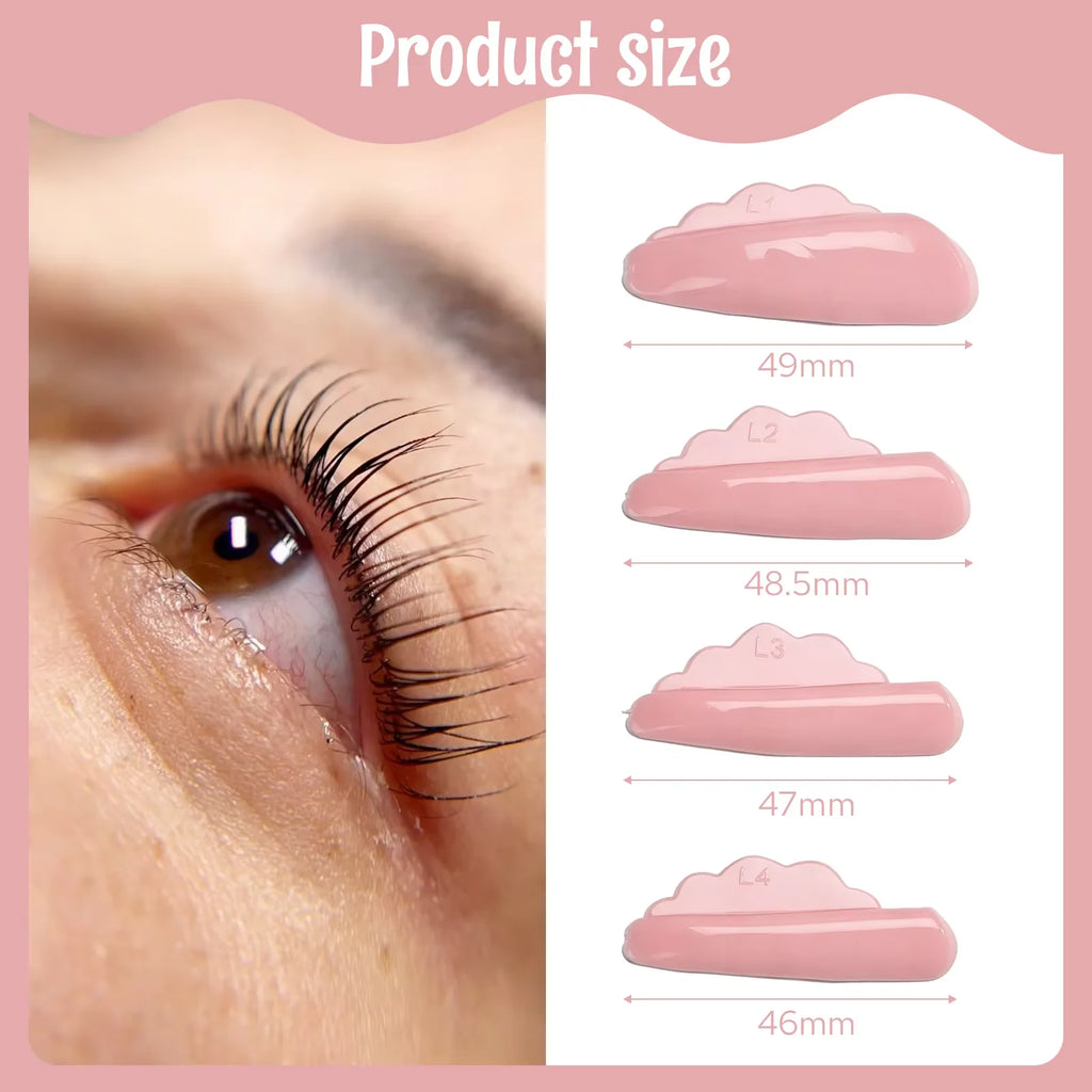 Libeauty New 4 Pairs Free Glue Silicone Eyelash Perm Rod Shield Lash Lift Pad Lifting 3D Eyelash Curler Accessories Makeup Tools