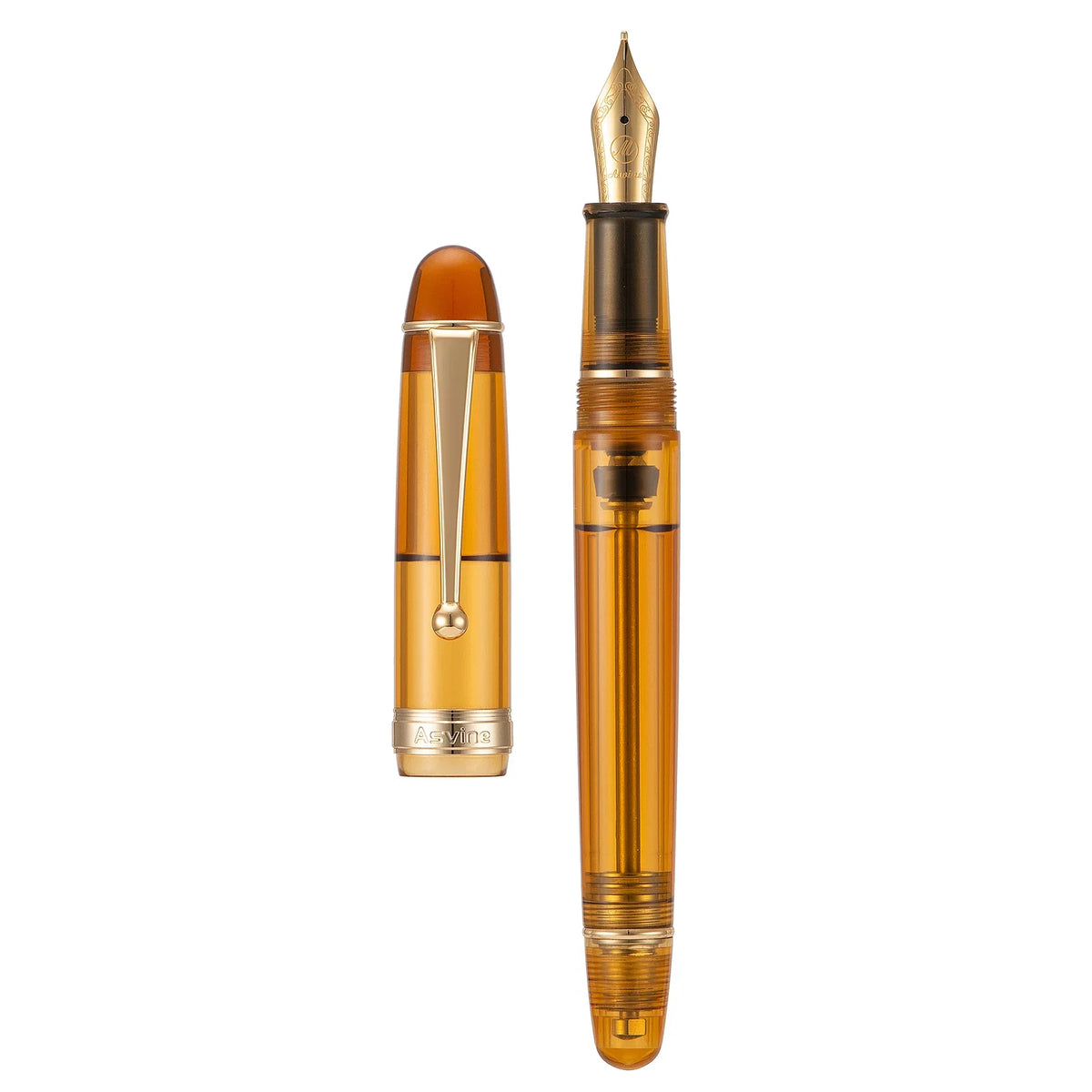 Asvine V126 Vacuum Filling Fountain Pen EF/F/M/ Stub 1.1 Nib, Transparent Brown/ Matte Gray, White Acrylic Writing Gift Set