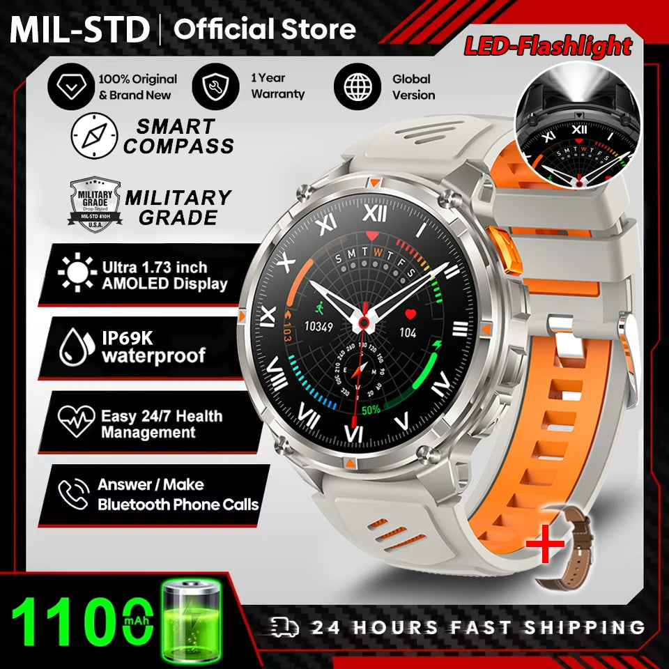 2026 New T-Rex3 Pro 1100mAh Battery Smart Watch GPS path 5ATM Waterproof Sports Run tracker Outdoors Compass Military Smartwatch
