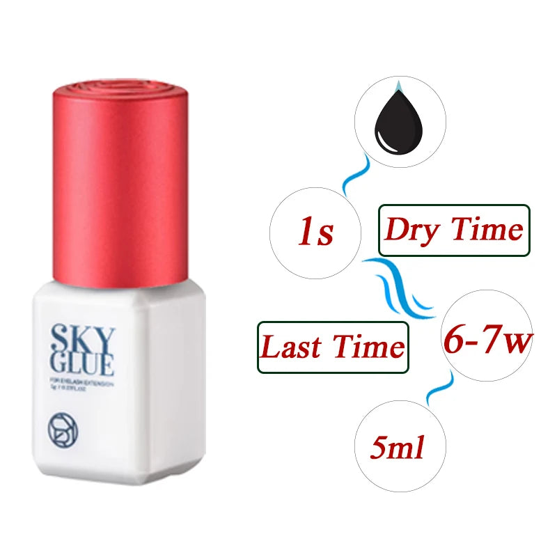 5ml Sky Glue Fast Dry Strong False Lash Adhesive Long Lasting 6-7 Weeks Eyelash Extension Glue Low Smell No Irritation