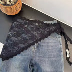 New Triangle Short Skirt Half Skirt Butt Curtain Skirt Lace Trim Small Apron Knitting Lace Stacked Ins Korean Women Headscarf