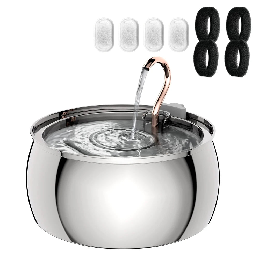 4L Stainless Steel Pet Cat and Dog Drinking Fountain Ultra-Silent Water Pump Suitable for Multiple Pet Drinking Bowls