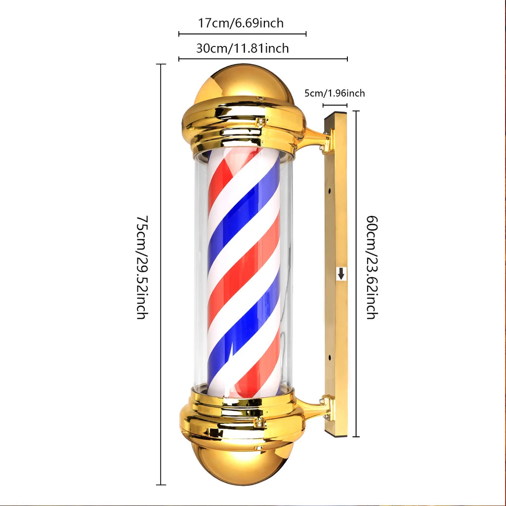 Hairdressing Entrance Lamp Barber Shop Cylindrical Rotating Sign Light Outdoor Shop Name Exclusive Prop Lighting Tool