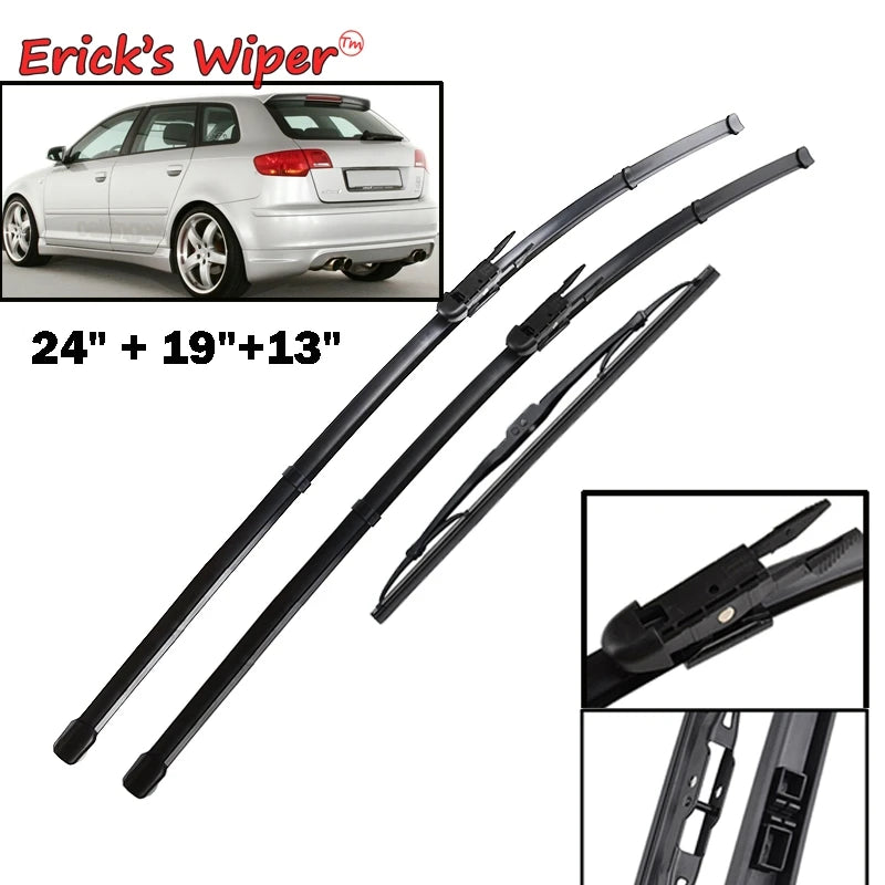 Erick's Front & Rear Wiper Blades Set for Audi A3 8P 2005-2012 24+19+13 in