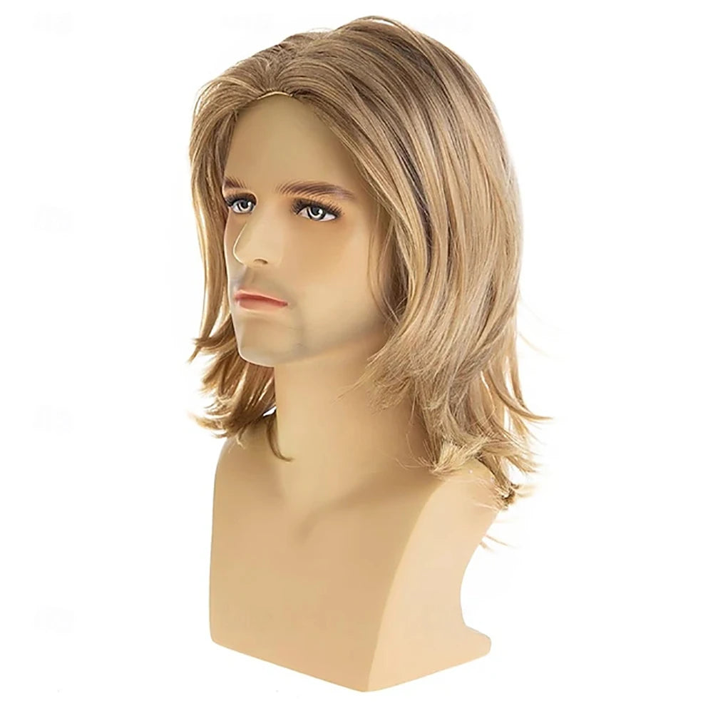 HAIRJOY Synthetic Hair Men Blonde Wig Short Layered Synthetic Wig Halloween Cosplay Costume Party Full Wigs