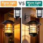 1pcs Solar Hanging Lantern Outdoor Flickering Flames Waterproof Heavy Glass Stainless Solar Outdoor Light for Wall Fence Patio P