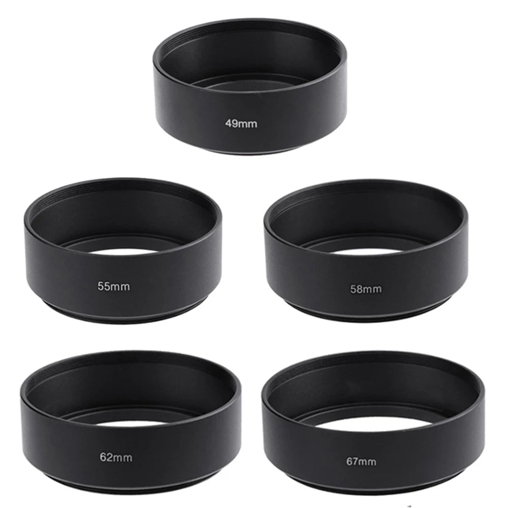 50pcs/lot  Camera Metal Standard Lens Hood 40.5mm 43mm 46mm 49mm 52mm 55mm 58mm 62mm 67mm 72mm 77mm DSLR Screwed Mount Sunshade