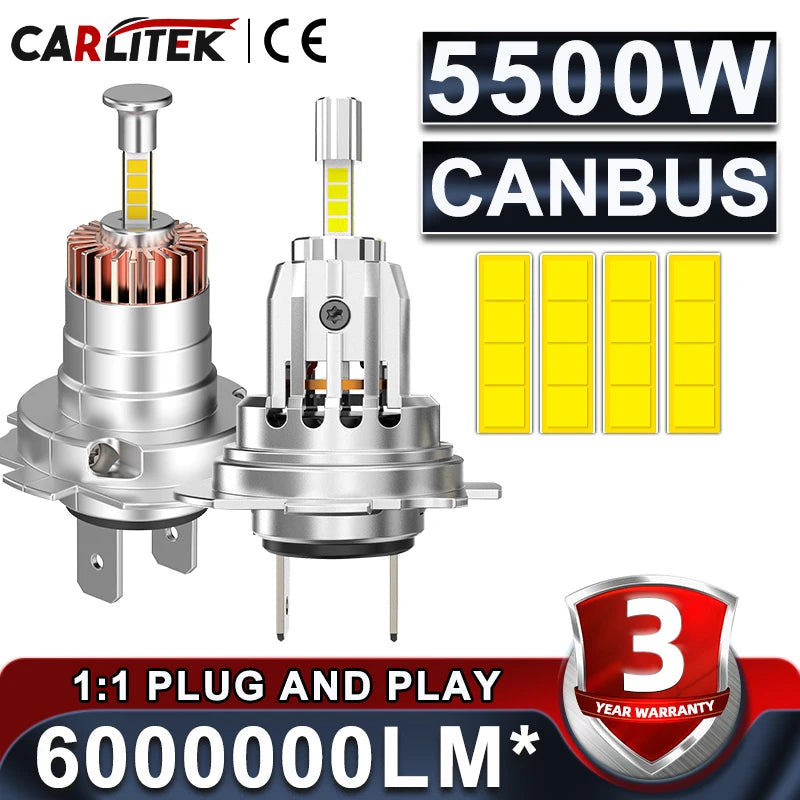 H7 LED Headlight Bulb Mini H4 H1 H11 9005 9006 HB3 HB4 9012 Hir2 5500W 4 Side CSP Chip LED Car Headlamp Auto Diode 360 Turbo LED