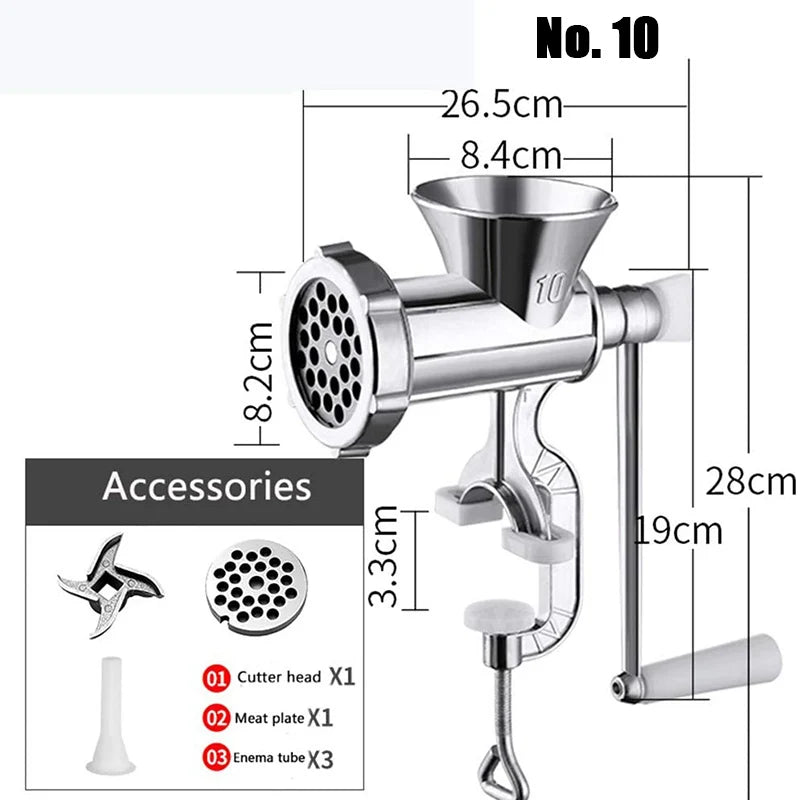 Manual Meat Grinder Sausage Meat Stuffer Aluminum Alloy Multipurpose Vegetables Chopper Pepper Cutter Home Kitchen Tool