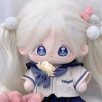20cm White Plush Doll with Big Eyes, Embroidered Stuffed Toy (Doll or Clothes Options)