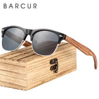 BARCUR Polarized Ebony Black Sunglasses Zebra Natural Wooden Sun glasses for Men Driving Fishing Women Eyewear Accessory Oculos