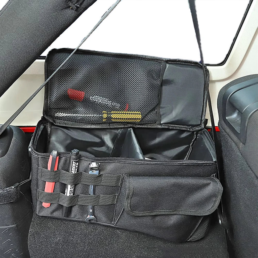 Rear Trunk Side Storage Bag For Jeep Wrangler JK 2007-2017 JL 2018-2025 Trunk Cargo Tool Organizer Luggage Bag Interior Access