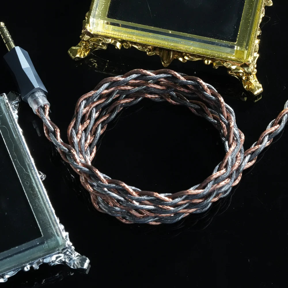 XINHS Y13 4-core Black Brown Graphene Ancient River Copper Hybrid Headphone Upgrade Cable,0.78 2pin/HD650/IE900/KZ-QDC/MMCX IEM
