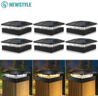 Solar post cap lights 4x4in waterproof outdoor fence/deck lights, 3 modes, 2pcs or 8pcs