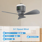 12000mAh Portable Ceiling Fans Outdoor Camping Fan Tent Air Circulator Cooler Rechargeable Electric Fan Remote Control LED Light