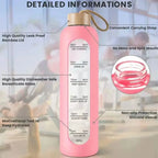 32oz 1L Time-marked Glass Water Bottles Drink Bottle Bamboo Lid Free of Lead Motivational Sport Silicone Sleeve Bottle