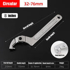Adjustable Wrench Hook 19-51/32-76/51-120mm Hand Tools Spanner Square/Round Head CR-V Spanner Key for Round Bolt Hand Tools