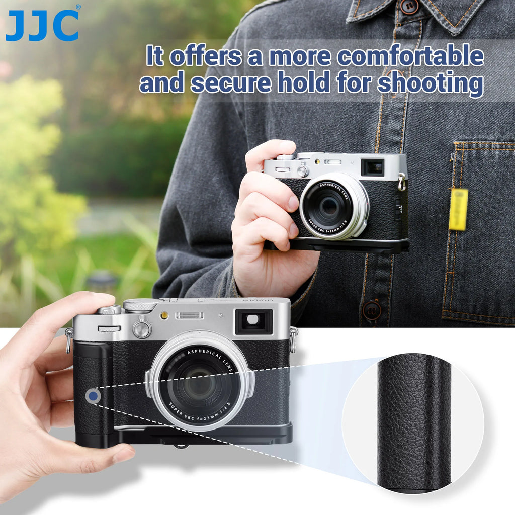 JJC X100VI Hand Grip Metal Hand Grip L Bracket for Fujifilm Fuji X100VI Camera Handgrip Holder with Quick Release Plate
