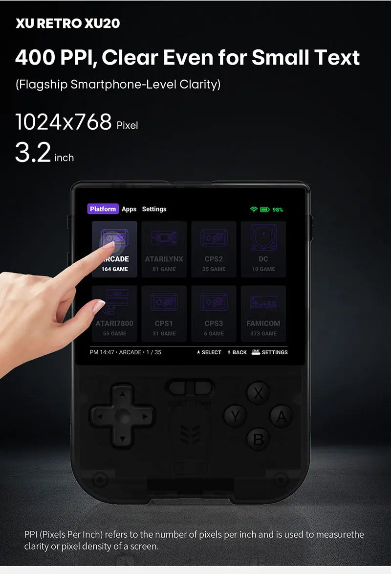 Coopreme XU20 V32 64-bit Android Game Console Multi-touch Aurora Launcher 3.2 Inch IPS Display Handheld Gaming Device
