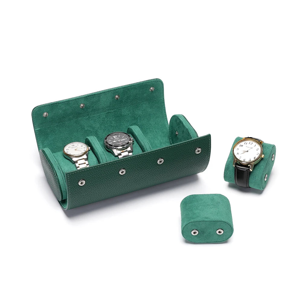 Embers Green Watch Roll 1 2 3 slots Luxury Genuine Watch Storage Box Travel Bag Watch Case Gift Box For Rolex