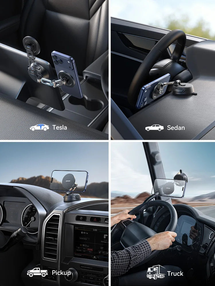 Joyroom Magnetic Car Phone Holder New Upgrade 360° Phone Holder Universal Vacuum Magnetic Car Phone  Mount for iPhone Samsung