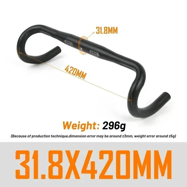 UNO UltraLight Racing Road Bike Handlebar Bent Bar 25.4/31.8MM 360/380/400/420/440/460MM 6061 Aluminum Alloy Stem Handlebar