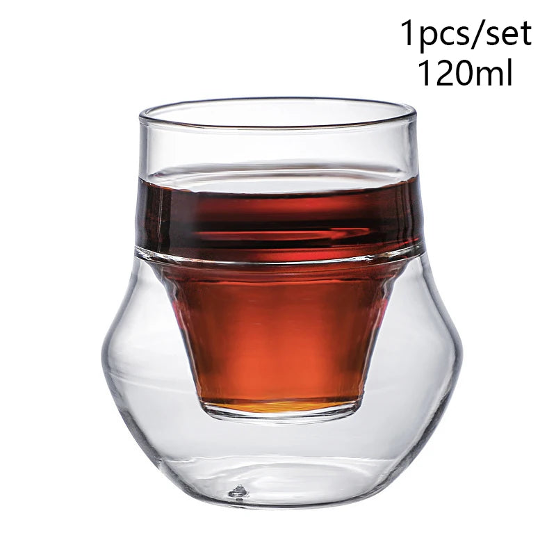 YWDL New Creative Double-layer Glass Cup Espresso Coffee Cup Anti-scalding Milk Party Brandy Wine Teacup Mug 120/250/335ml