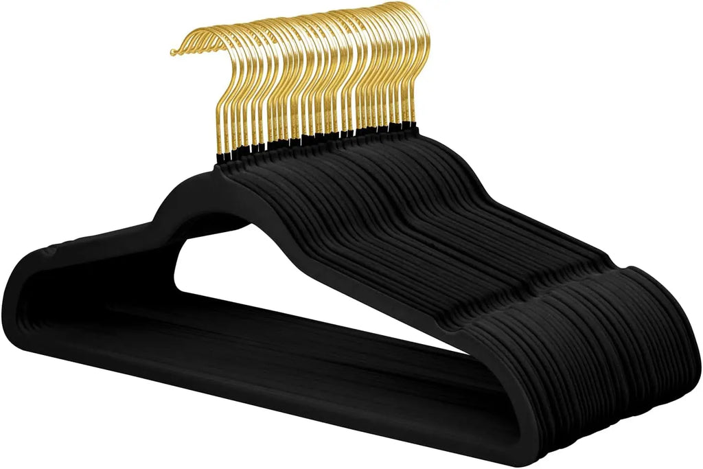10/20Pcs 44.5cm Large Flocked Plastic Hangers, Men's Large Coat Hangers, Sturdy and Durable, Non-Slip and Non-Deformable, with Gold Hooks, High-End and Elegant
