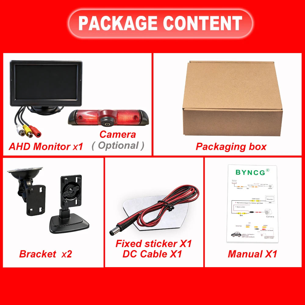 Car 5 inch Monitor AHD IPS CVBS LCD TFT 1080P Brake Light reverse camera for Ducato Ram ProMaster Peugeot Boxer Citroën Jumper