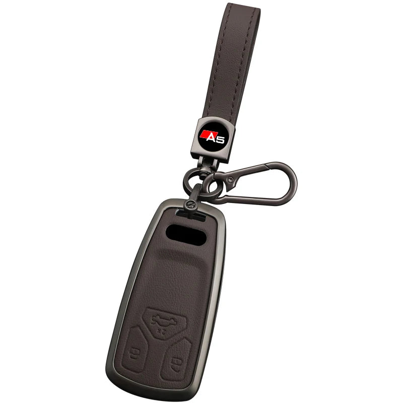 Suitable for Audi A5 Sports 2017 2019 2021 2022 Zinc Alloy Car Key Case Leather Fashion Car Keychain Auto Accessories