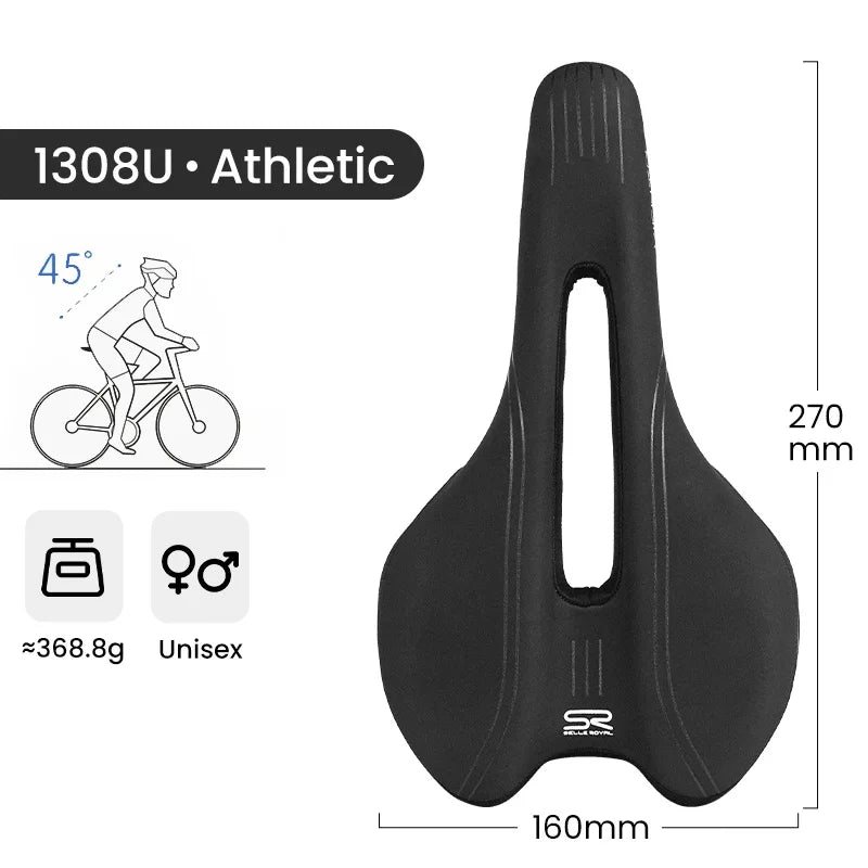 Bicycle Saddle PU Leather Soft Gel Cushion Breathable Shockproof MTB Road Bike Seat