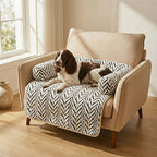 Pet sofa bed mat with side bolsters, white anti-slip couch protector, 90x80cm