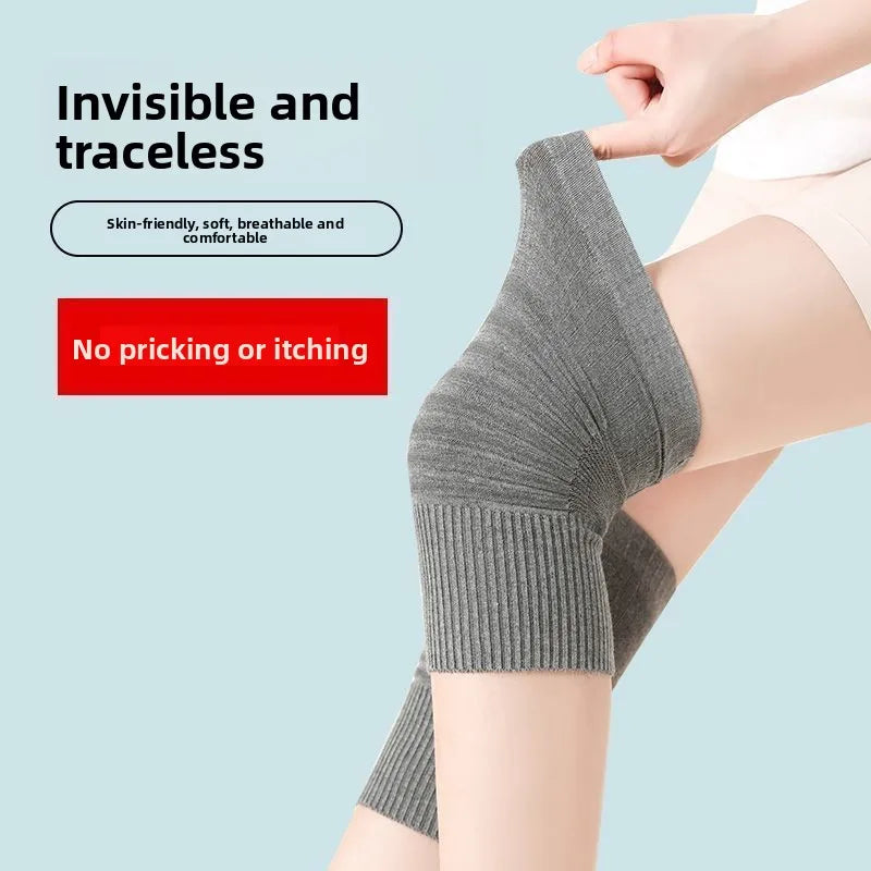 1Pair Autumn Winter Cashmere Warm Knee Support Protector High Elastic Knitted Bandage kneepad for Women Cycling Knee Warmer Pad
