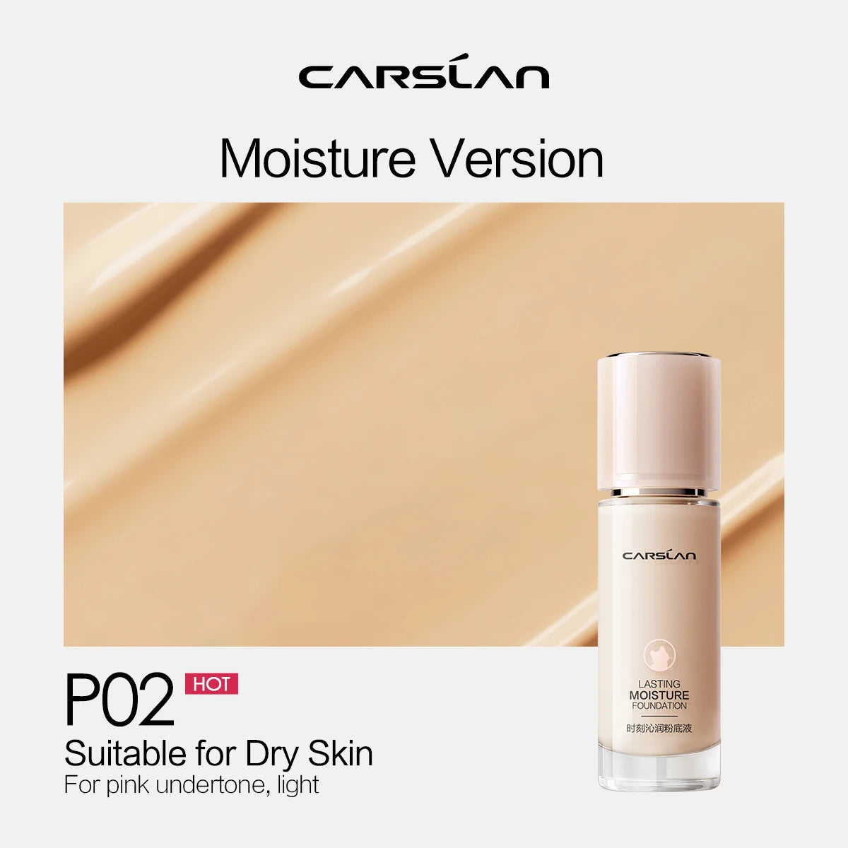 CARSLAN Liquid Foundation Matte Full Coverage Oil Control, Shade 3.0 N01/P01/P02, 23-45ml