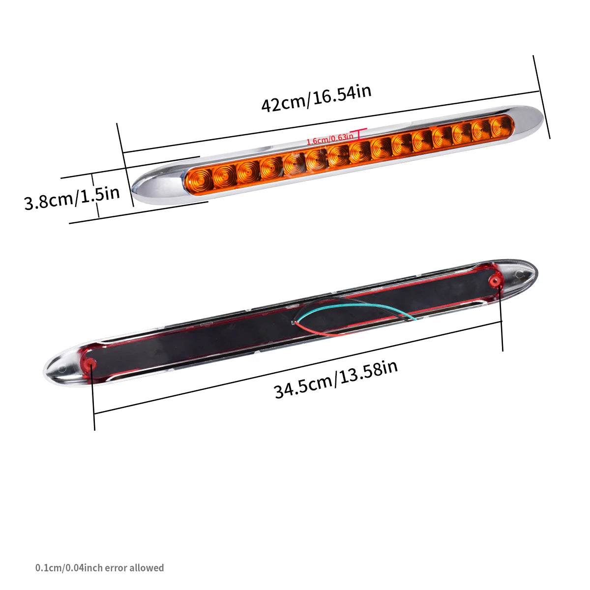 Powerful LED 15 Lights High Mounted Grille/Brake Lights 12V/24V Yellow Red Easy Installation Version For Truck/Lorry/Pick up