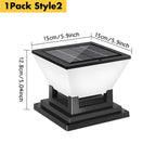 Solar Post Light Auto Dusk to Dawn IP65 Waterproof 3 Color Temps Short Press Change Long Press Off for Garden Pool Step Pillar