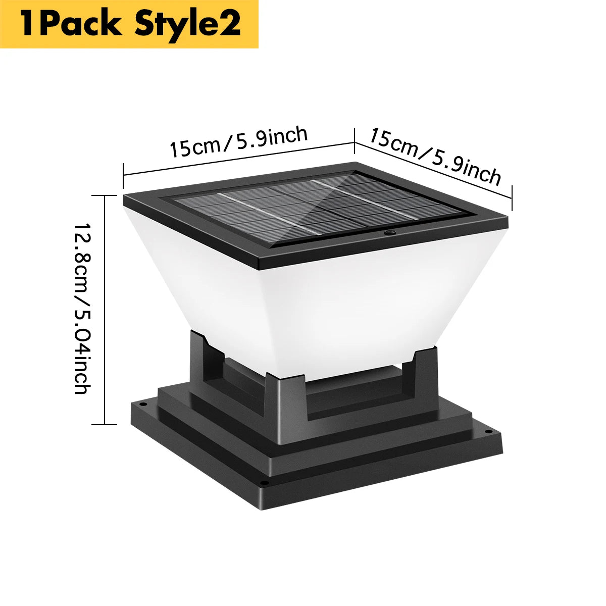 Solar Post Light Auto Dusk to Dawn IP65 Waterproof 3 Color Temps Short Press Change Long Press Off for Garden Pool Step Pillar