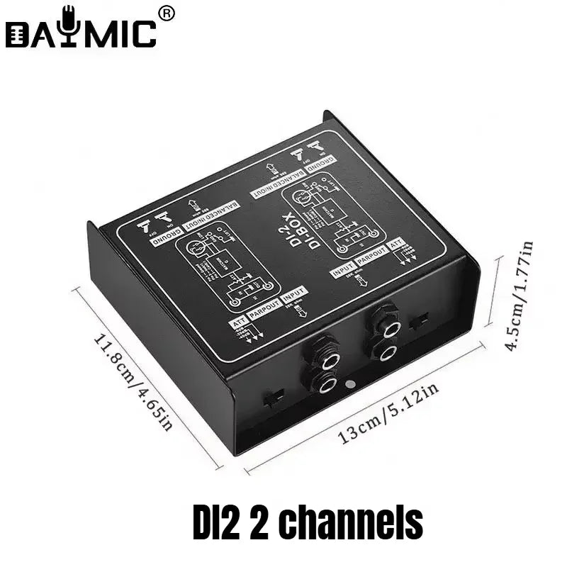 Professional DI 2 channel Audio DI Box Passive DIRECT BOX Low Noise Guitar Bass DI 1 Channel Audio Converter caja directa activa