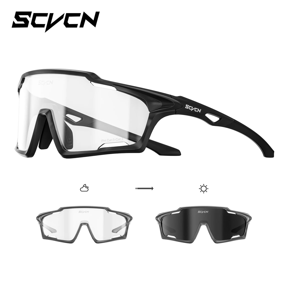 SCVCN Photochromic Cycling Sunglasses UV400 Sports Glasses, Multiple Styles