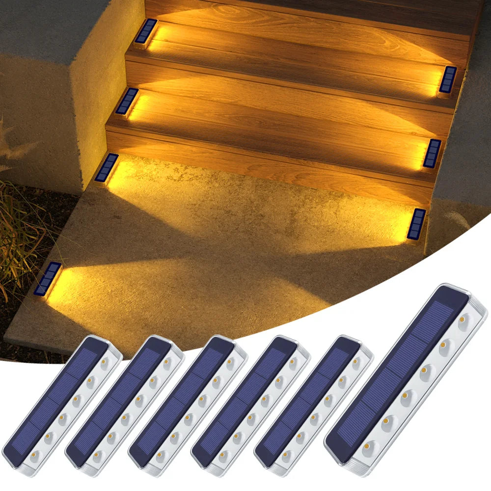 Solar LED Step Lamp Stair Lights Outdoor IP68 Waterproof Solar Light With Lens Anti-theft Design Decor Lighting For Garden Deck