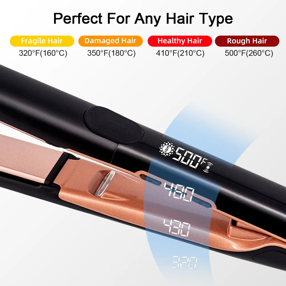 500°F Hair Straightener and Curler Plasma Hair Flat Irons 260°C Ceramic Coating Plate Professional Salon Styling Tools