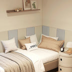 3D Soft Wall Panel for Safe Anti-Collision Wall Pad Self Adhesive Leather Rectangular Peel and Stick Headboard for Kids Bedroom