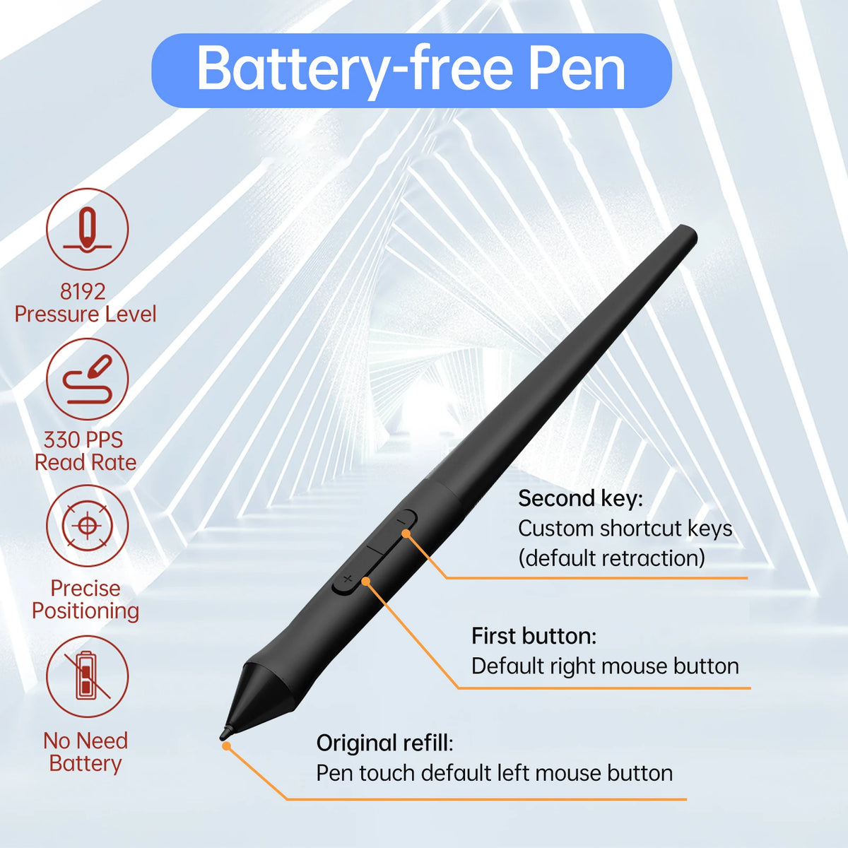 VINSA T1161 Graphics Drawing Tablet Ultra-thin Art Creation Sketch with Battery-free Stylus 8 Pen Nibs 8192 Levels Pressure