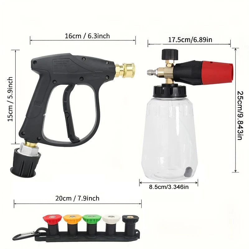 Professional Pressure Washer Set with 1L Foam Cannon - 2175PSI M22-14 Water Gun & 5 Nozzles for Nilfisk/STIHL/Gerni