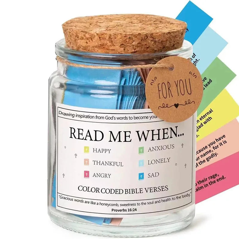 Bible Verse Jar in Glass Jar, Spanish/English Scripture Notes, 1pc, Optional Gift Box