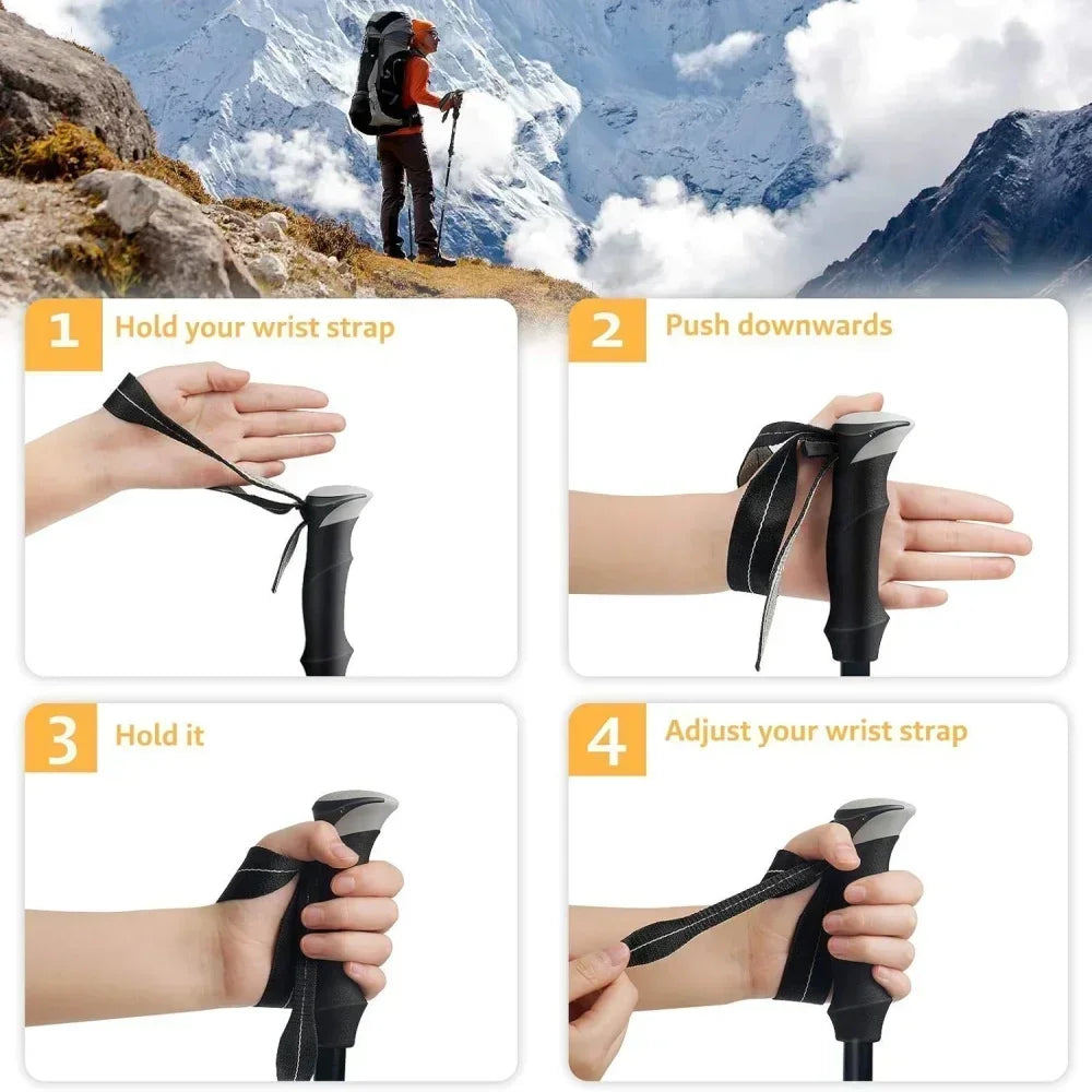 Super Light Telescopic Trekking Poles Portable Nordic Walking Sticks for Outdoor Camping Hiking Easy to Fold Alpenstock
