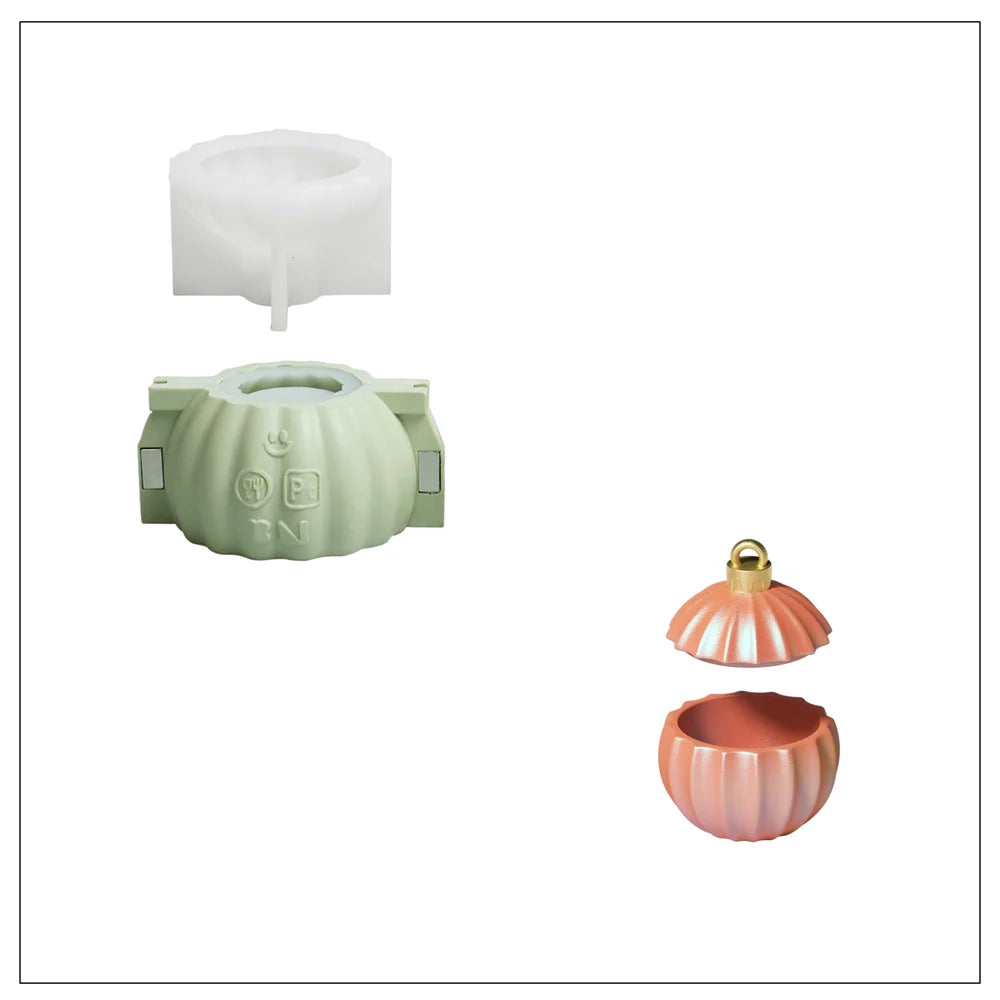 Christmas Bauble Candle Jar Silicone Mold, Reusable for Concrete Jesmonite Cement, Large/Small