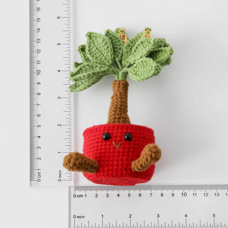 Creative Crocheted  Plants Potted Cute Kintted Plant  Pot Artificial Wheat Decoration Gift Artificial Flowers